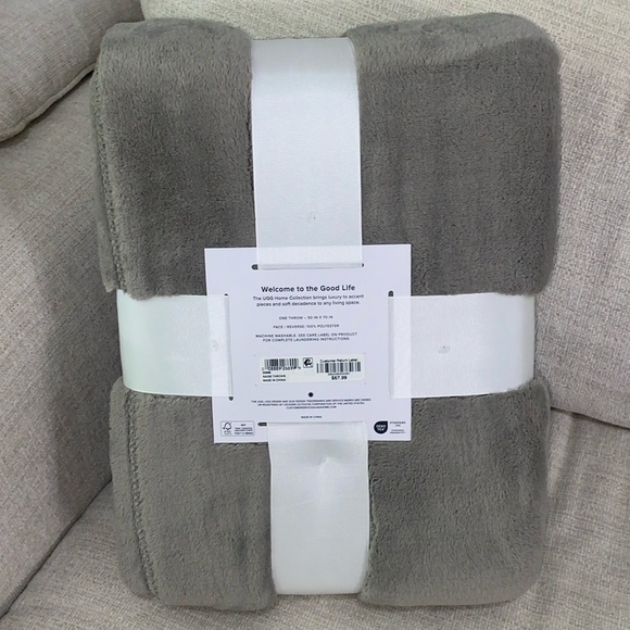 UGG Basia Throw Sherpa Blanket Saige Charcoal Gray Throw 50” x 70” - Picture 3 of 6